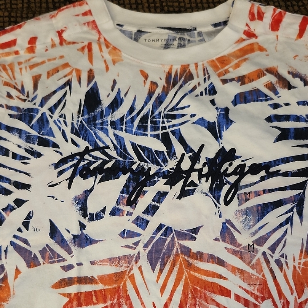 (2l Two Tommy Hilfiger Women's Tropical Print Shirts - Blue/Orange (Identical)